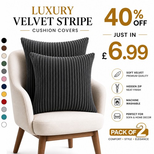 Pack ribbed velvet cushion - 2,