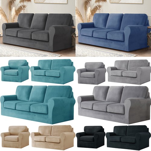 Velvet slipcover stretch sofa - velvet,