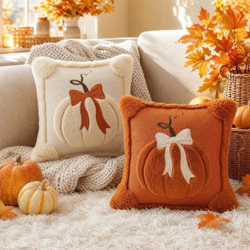Plush pumpkin throw pillow - plush,