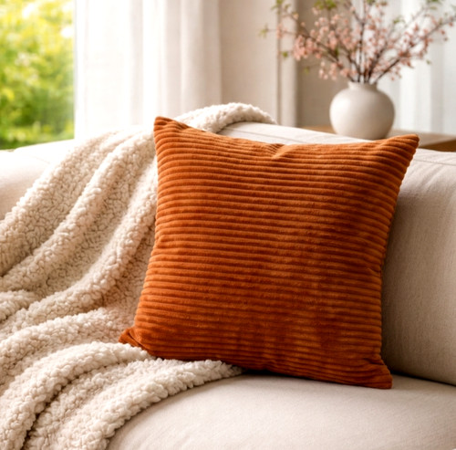 Burnt orange corduroy cushion - burnt,