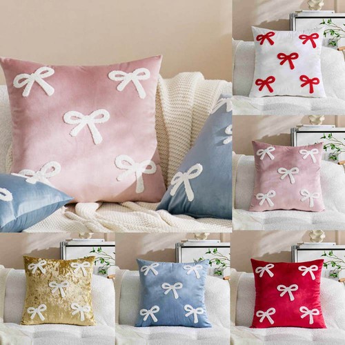 Embroidered bow cushion - uk,