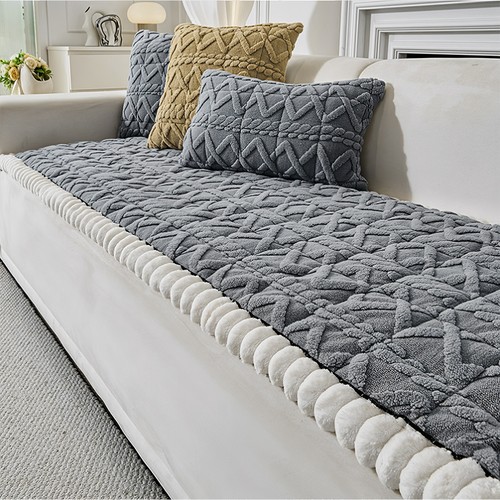 Thick plush sofa slip cover - plush,