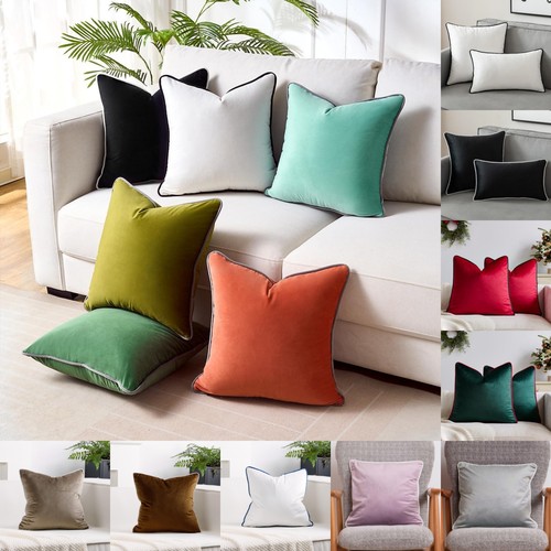 Velvet piped edge cushion - edge,
